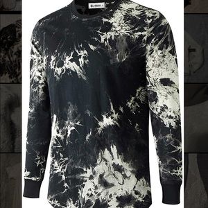 Mens black and white tie die T-shirt Sz Small